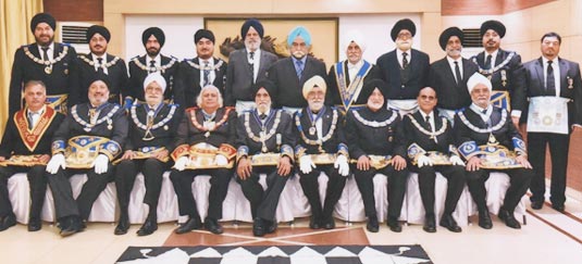 M.W. Bro. Kapil Dev Jyoti Grand Master with members of his Grand Lodge