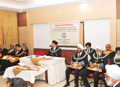 Senior Delegates from Grand Lodge of South India at Grand Festival of Grand Lodge of Upper India on 11th December 2010.